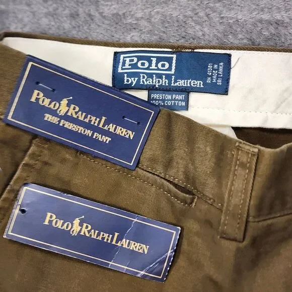 Polo Ralph Lauren Preston Pant Brown Khaki 36x30 Straight Leg Chino Cotton NEW - Picture 9 of 12